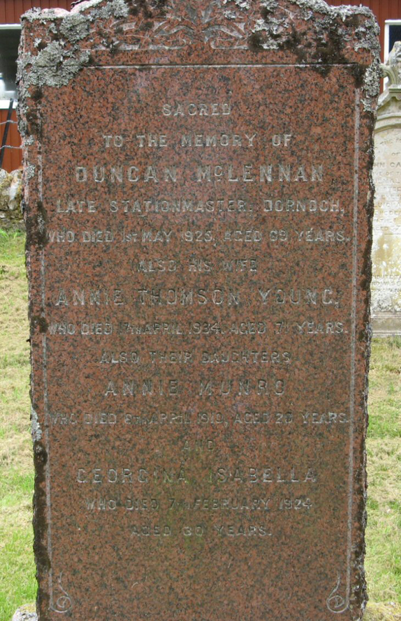 Photo of headstones/Duncan McLennan died 1925 MI Garve Old